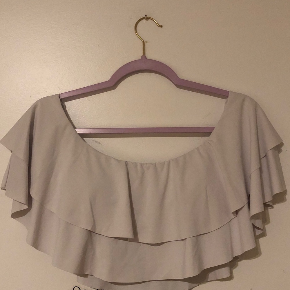 Women’s Off-Shoulder Ruffle Top in Light Beige